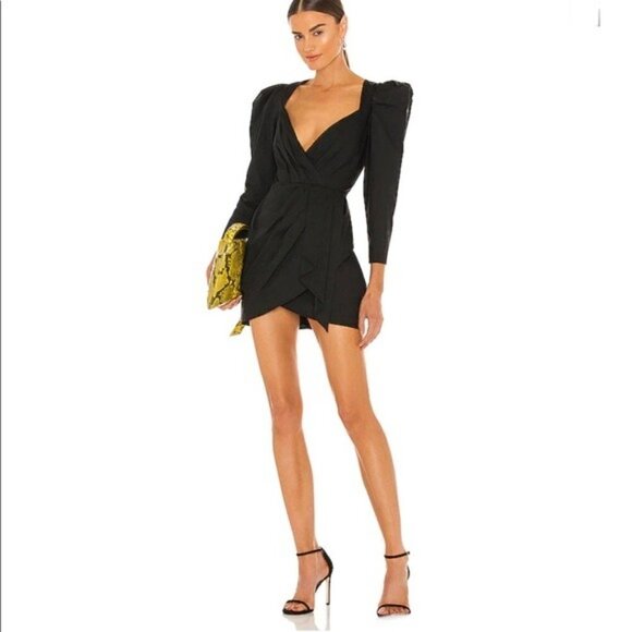 NBD Dress NWT Revolve Malone Mini Puff Sleeve Dress in Black Size XS New - Picture 10 of 10